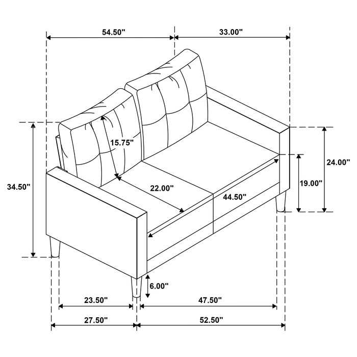 Bowen II 3-piece Fabric Upholstered Track Arm Sofa Set Rust