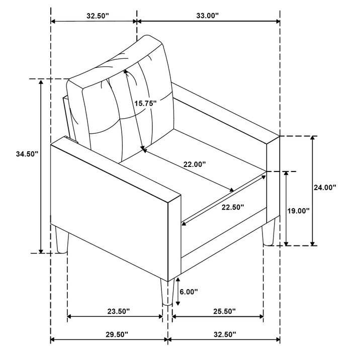 Bowen II 3-piece Upholstered Track Arm Sofa Set Steel Grey