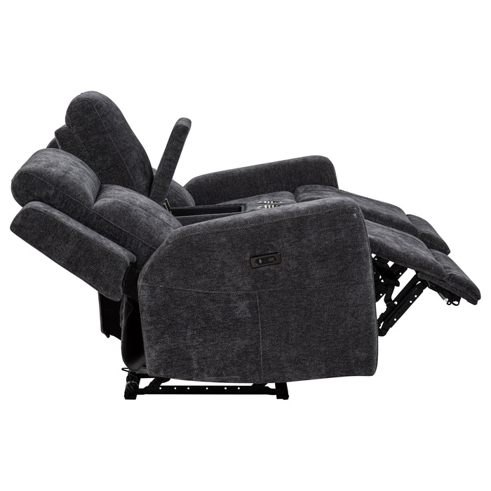 Kennett Chenille Upholstered Power Reclining Loveseat Grey