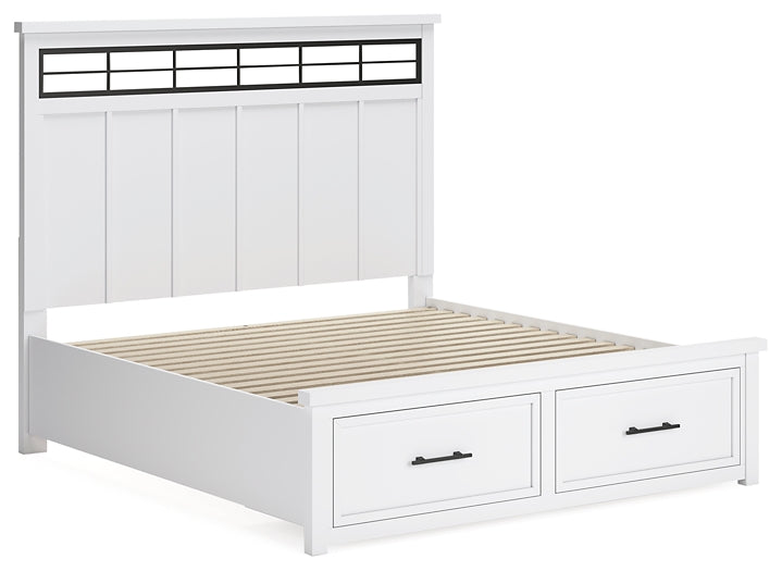 Ashbryn King Panel Storage Bed with Mirrored Dresser, Chest and Nightstand