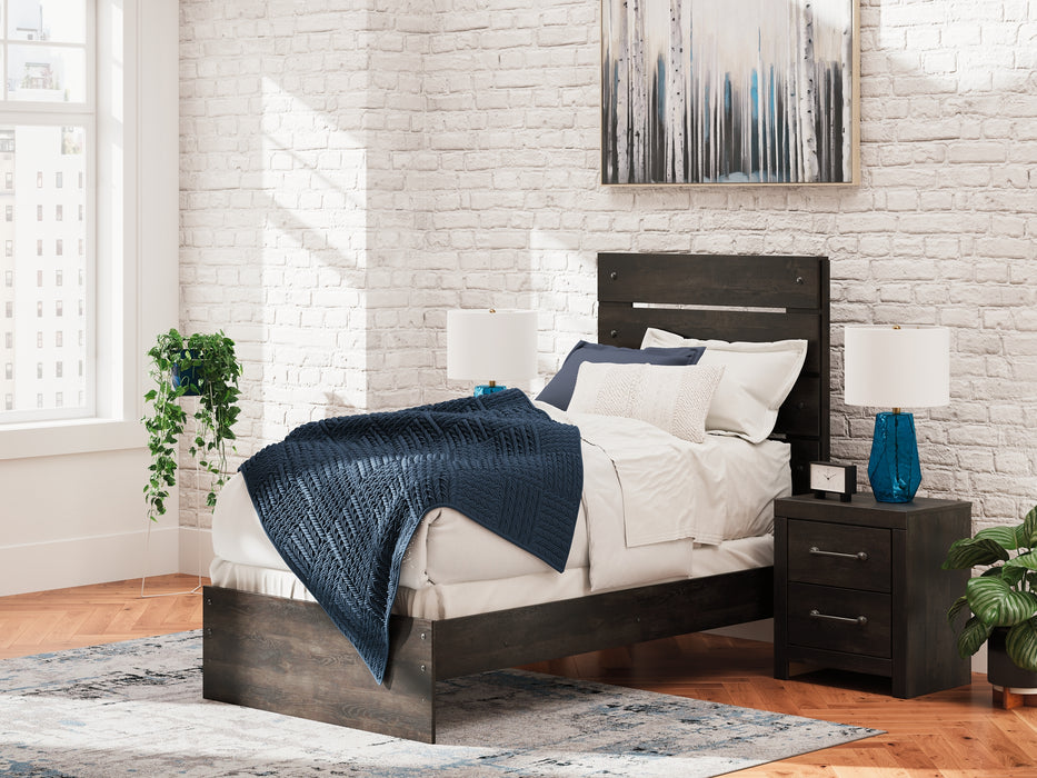 Hollivern Twin Panel Bed with Mirrored Dresser and Nightstand