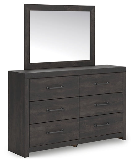 Hollivern Full Panel Bed with Storage with Mirrored Dresser