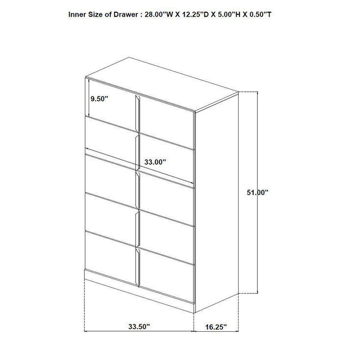 Ines 5-piece Eastern King Bedroom Set Grey and White High Gloss