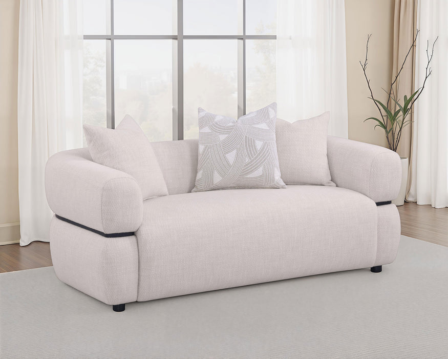 Jeanette 73-inch Fabric Upholstered Round Arm Loveseat Beige