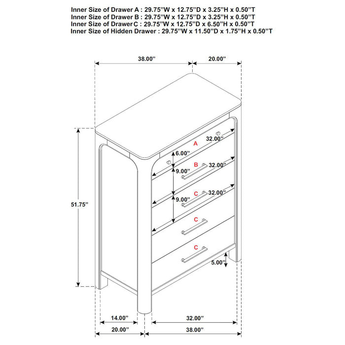 Solano 5-drawer Bedroom Chest of Drawers Weathered Mango