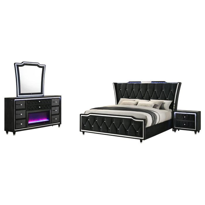 Lorient 4-piece Eastern King Bedroom Set Black