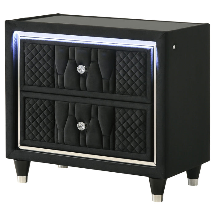 Lorient 2-drawer LED Nightstand with USB Black