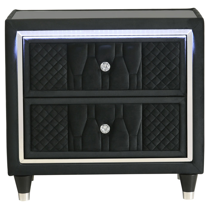 Lorient 2-drawer LED Nightstand with USB Black