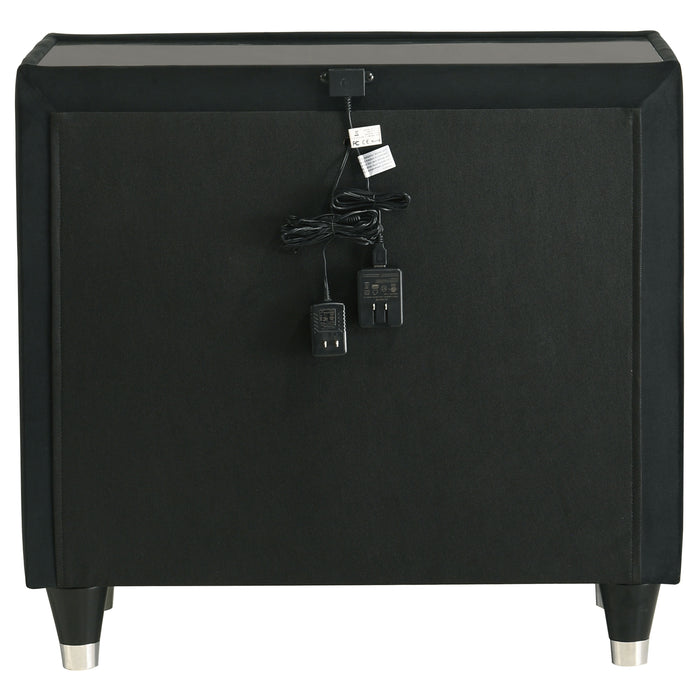 Lorient 2-drawer LED Nightstand with USB Black