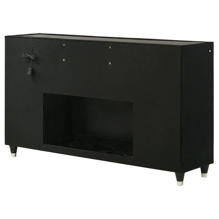 Lorient 8-drawer LED Bedroom Flame Box Dresser Black