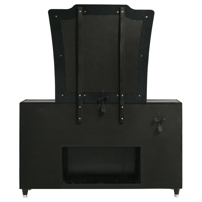 Lorient 8-drawer LED Flame Box Dresser and Mirror Black