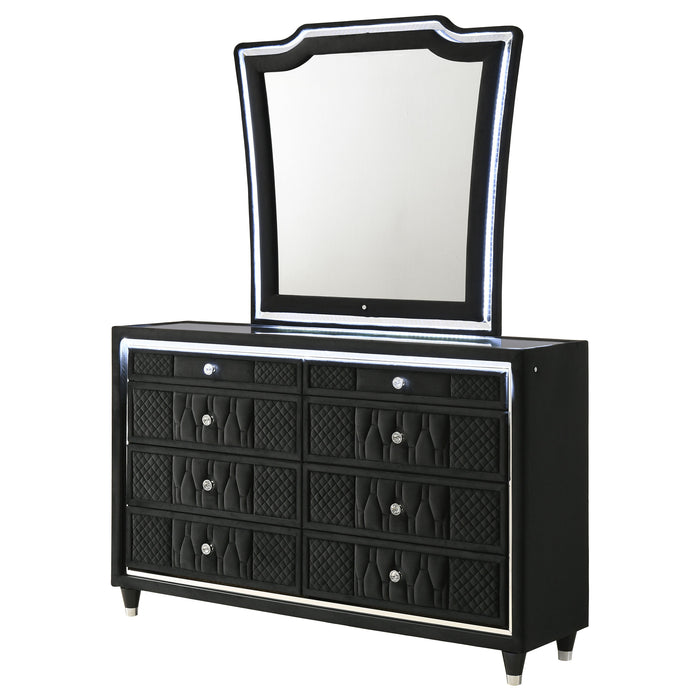 Lorient 8-drawer LED Dresser with Mirror Black