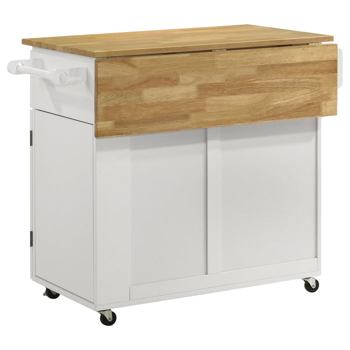 Jalen 3-door Mobile Kitchen Cart Natural Brown and White