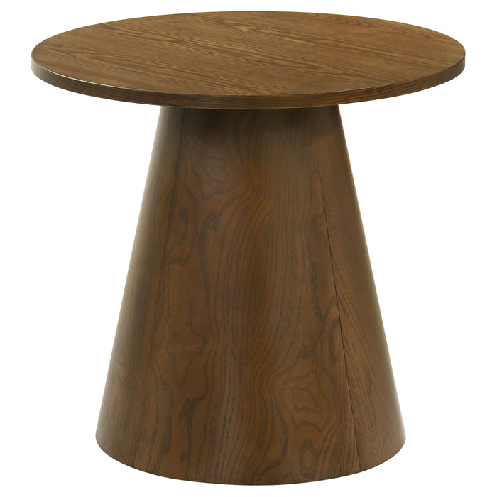 Franklin 2-piece Round Pedestal Coffee Table Set Dark Brown