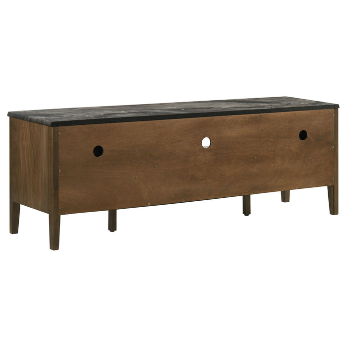 Bradley 63-inch 2-Door SmartTop TV Stand Smokey Grey and Brown