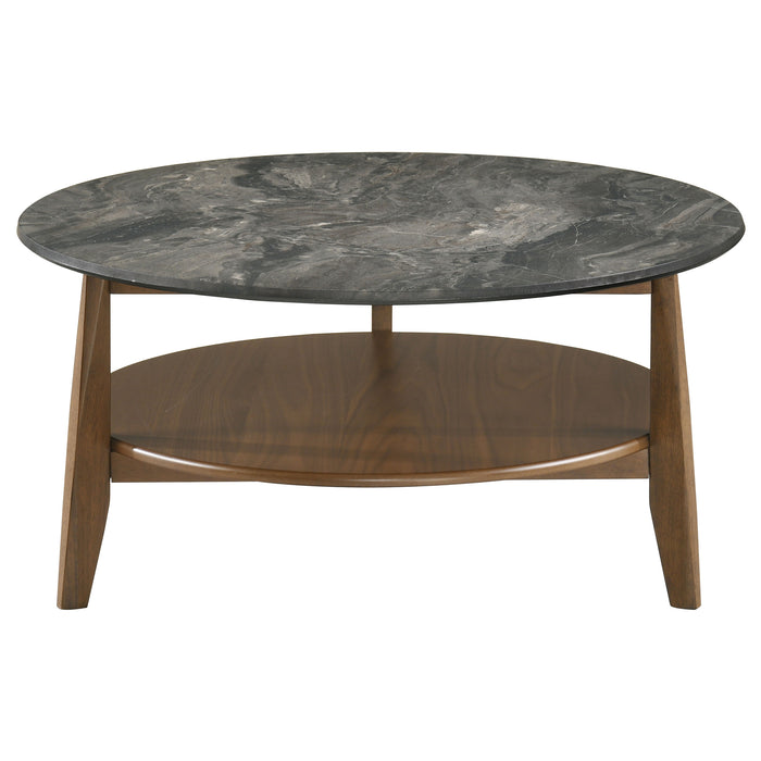 Bradley 3-Piece Round SmartTop Coffee Table Set Smokey Grey and Brown