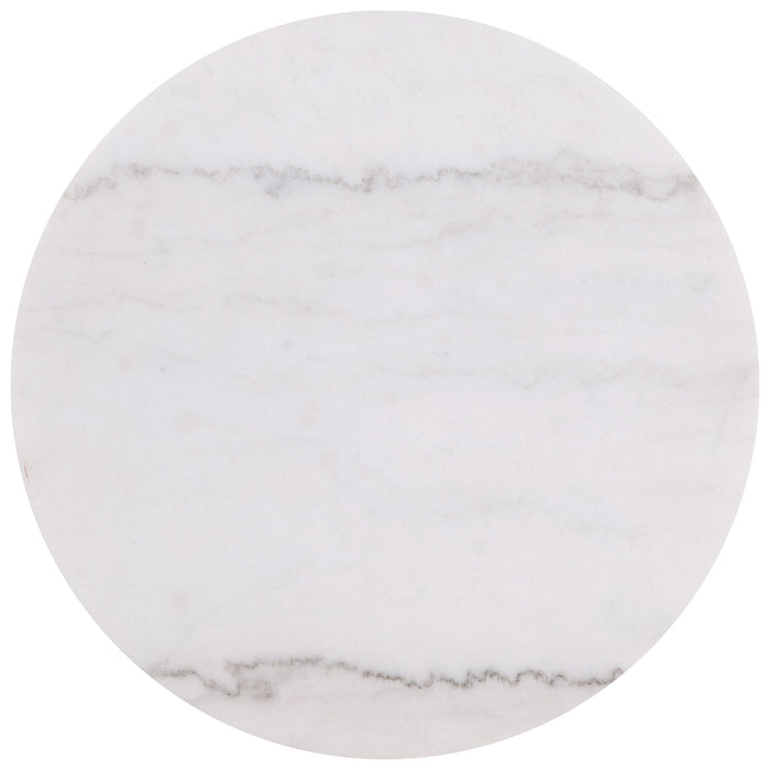 Jason Round White Marble Top Side End Table Greige