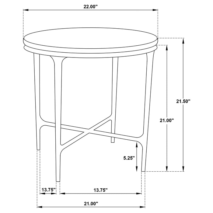 Hermas 2-piece Round Marble Coffee and End Table Set White