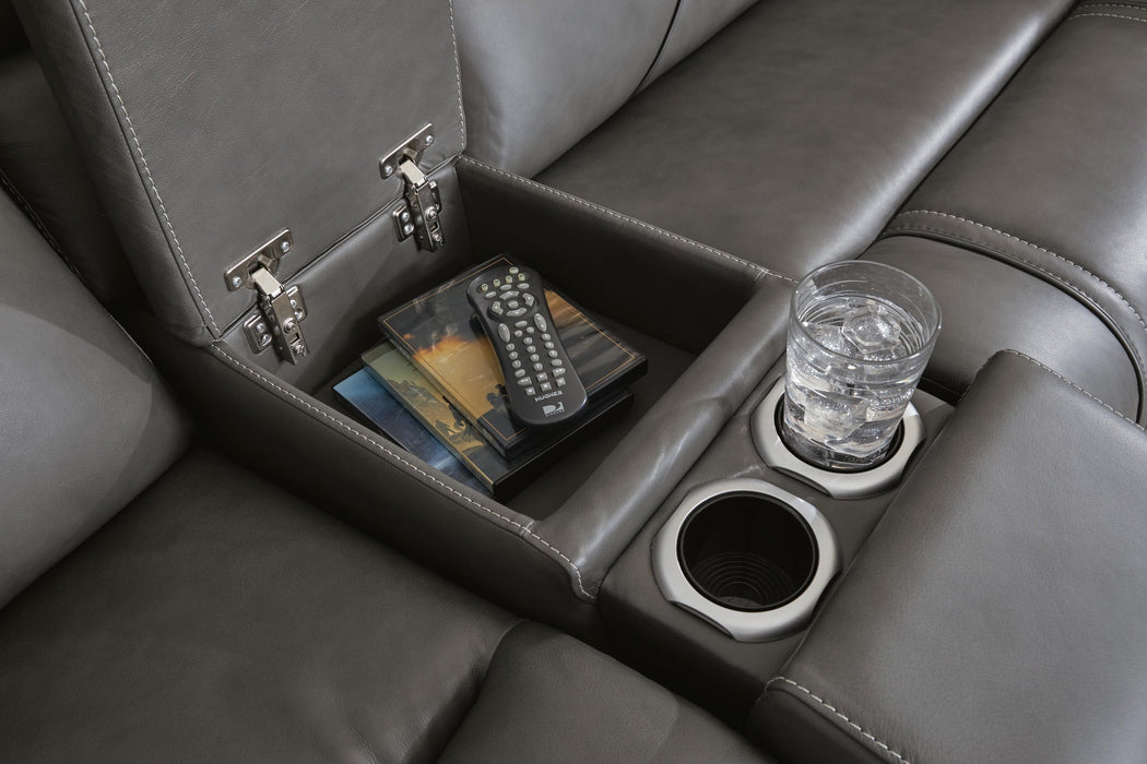 5Z - Pittson 3-Piece Power Reclining Sectional Loveseat with Console