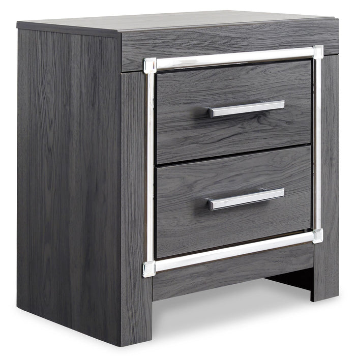 Lodanna Queen/Full Upholstered Panel Headboard Bed with Mirrored Dresser, Chest and Nightstand