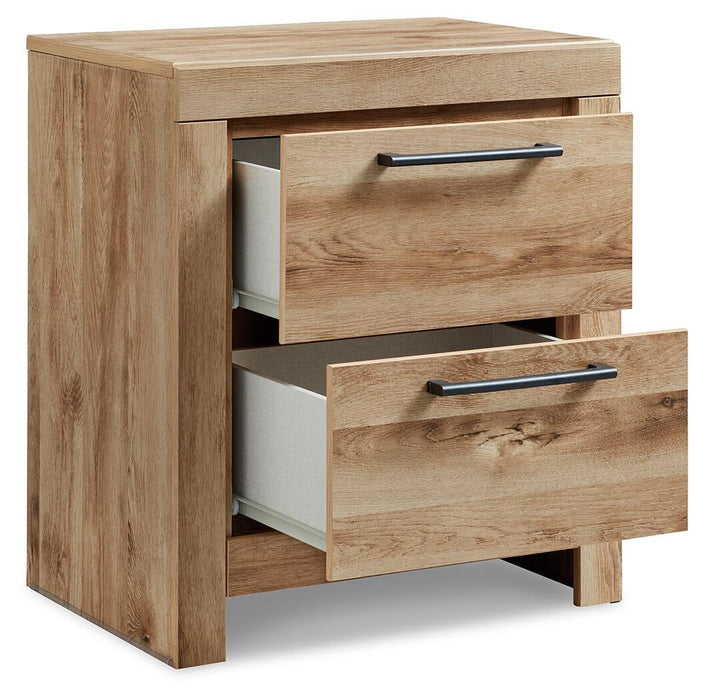 Hyanna King Panel Storage Bed with 1 Under Bed Storage Drawer, Dresser, Mirror, Chest and Nightstand