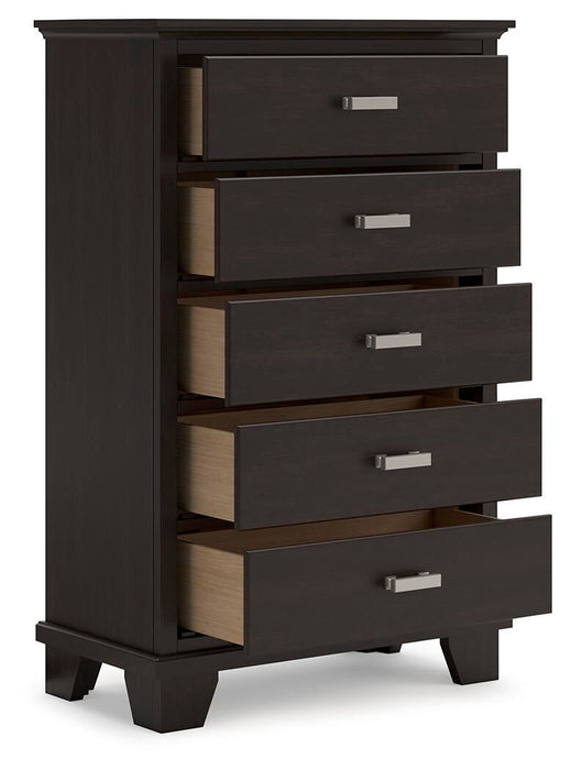 Covetown Queen Panel Bed, Dresser, Mirror, Chest and Nightstand