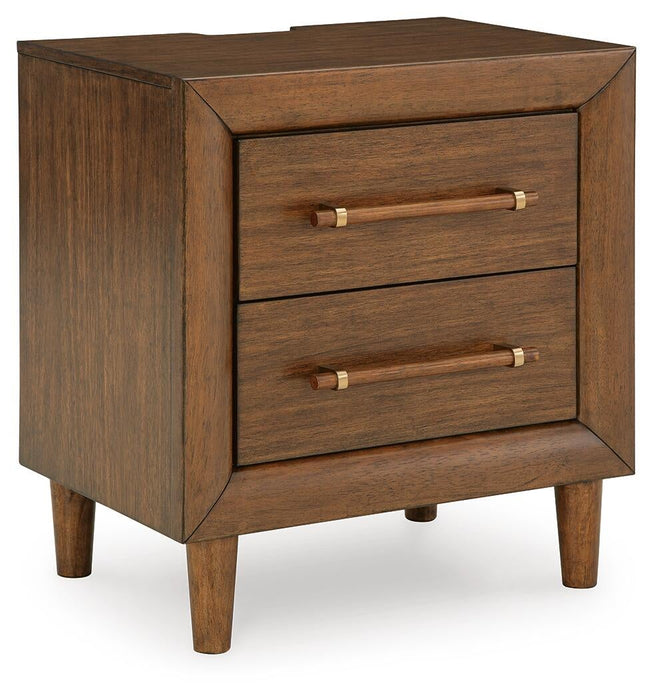 Lyncott Queen Upholstered Panel Bed, Dresser, Mirror, Chest and Nightstand