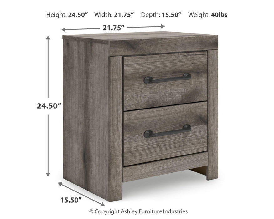 Graystorm Full Panel Bed with Storage, Dresser, Mirror and Nightstand