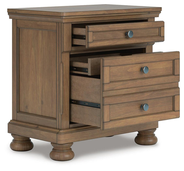 Feddinger California King Storage Sleigh Bed with Mirrored Dresser and Nightstand