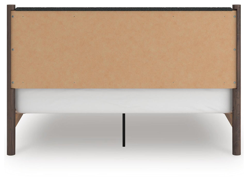 Pamytta King Upholstered Panel Platform Bed, Dresser, Mirror and Nightstand