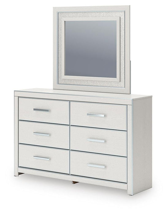 Zuraleus King Upholstered Panel Platform Bed, Dresser and Mirror
