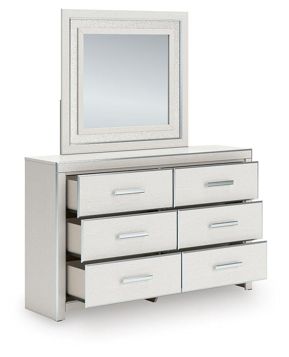 Zuraleus Queen Upholstered Panel Platform Storage Bed, Dresser and Mirror