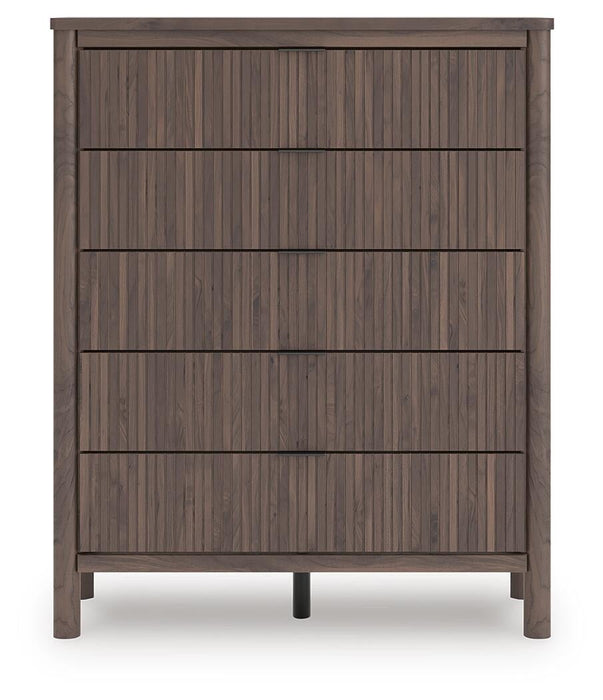 Pamytta Queen Upholstered Panel Bed, Dresser, Mirror and Nightstand