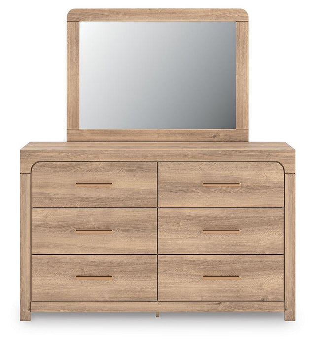 Kinlanni King Upholstered Platform Bed, Dresser, Mirror and Nightstand
