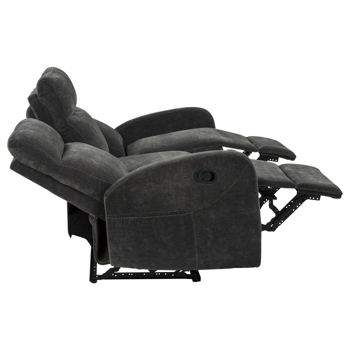 Hamilton 3-piece Chenille Manual Reclining Sofa Set Charcoal Grey
