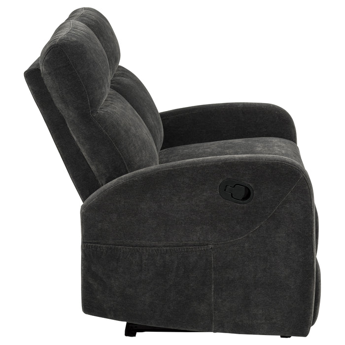 Hamilton Chenille Upholstered Manual Reclining Loveseat Charcoal Grey