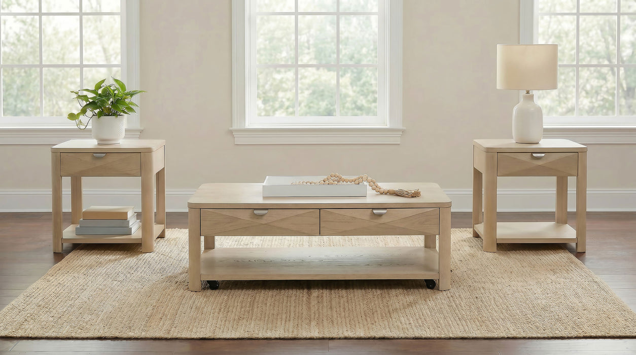Marcelo Wood End Table with Drawer and Shelf Light Elm