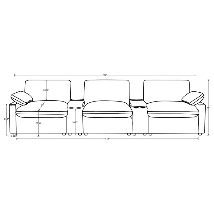Collins 5-Piece Power Reclining Home Theater Seating Chocolate Brown