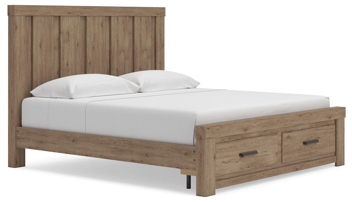 Garistyn King Panel Storage Bed, Dresser and Mirror