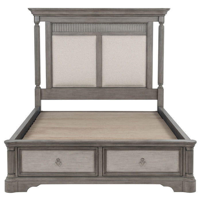 Cresswell Queen Upholstered Storage Platform Bed Weathered Taupe