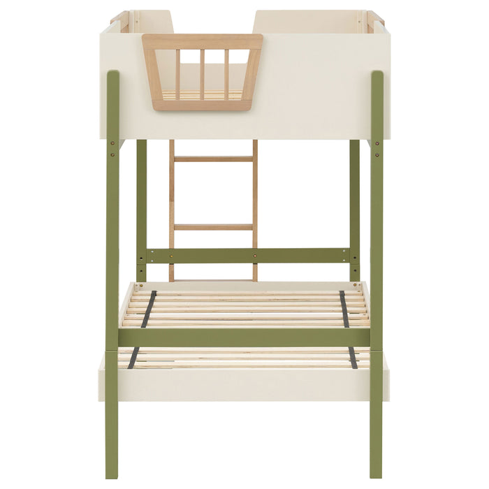Evren Twin-over-Twin Bunk Bed with Trundle and Ladder Tri-Tone