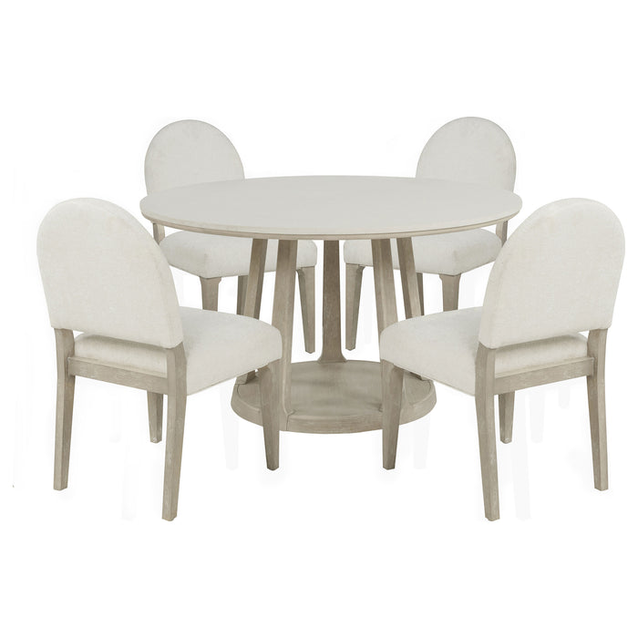 Lucaire 5-piece 54-inch Round Cultured Marble Dining Set Cream