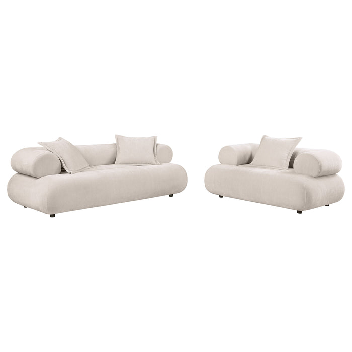 Eskola 2-Piece Chenille Sofa and Accent Chair Set Ivory