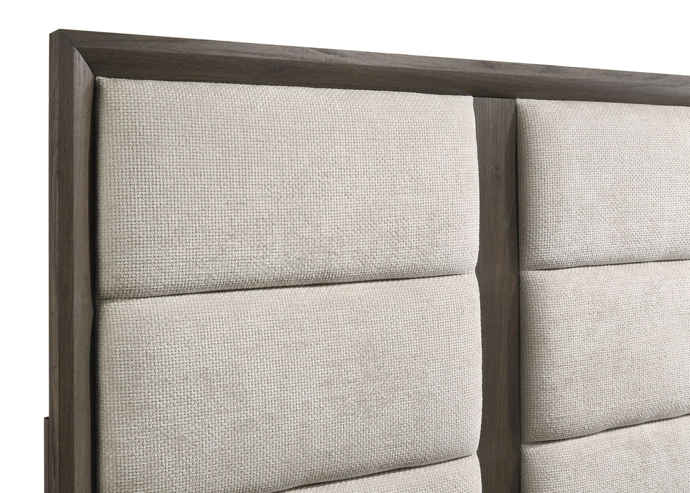 Farre Queen Upholstered Platform Panel Bed Dark Brown