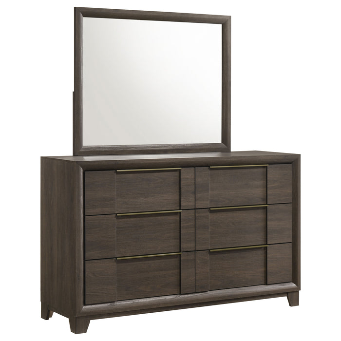 Farre 6-drawer Dresser with Mirror Dark Brown