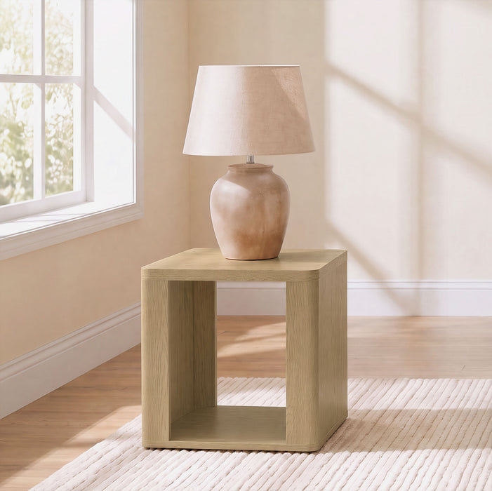 Alsina Square End Table with Open Shelf Greige