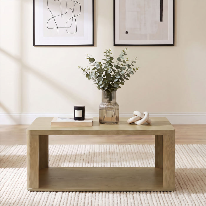 Alsina Rectangular Coffee Table with Open Shelf Greige