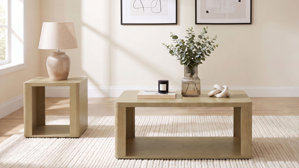 Alsina Rectangular Coffee Table with Open Shelf Greige