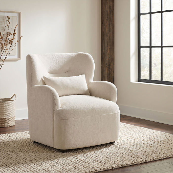Duvall Contemporary Fabric Deep-Seated High-Back Accent Chair Beige