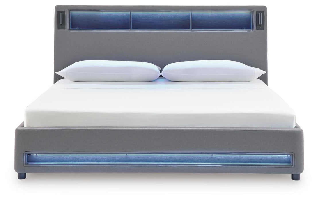Finigale King Upholstered Bed with Wireless Audio
